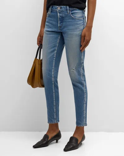 Moussy Vintage Kendall Tapered Cropped Jeans In Ltblu