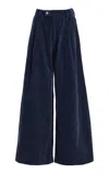 Moussy Vintage Kinston Low-rise Flared Pants In Blue