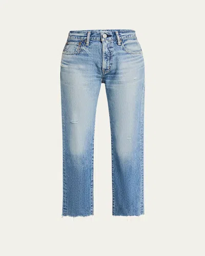 Moussy Vintage Washed Denim Mid-rise Straight-leg Jeans In Blue