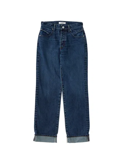 Moussy Vintage Lara Straight Cuffed Jeans In Blue