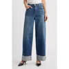 Moussy Vintage Lebittown Cuffed Superwide Leg Jeans In Blue