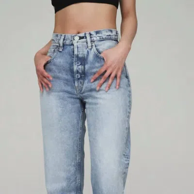 Moussy Vintage Leslie Cropped Wide Straight Jeans In Blue