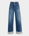 Moussy Vintage Levittown Wide-leg Cuffed Jeans In Blue