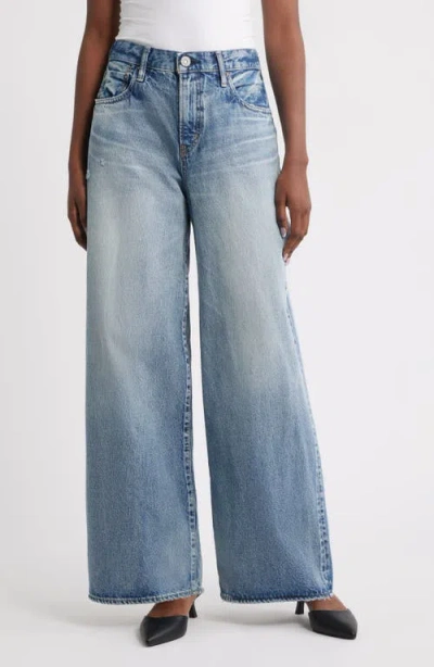 Moussy Vintage Lewes High Waist Superwide Leg Jeans In Blue