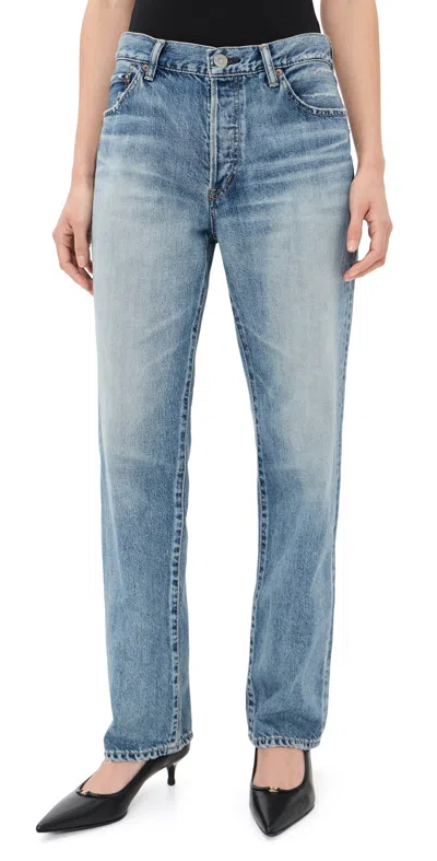 Moussy Vintage Leyden Straight Leg Jeans Light Blue