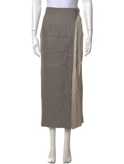 Pre-owned Moussy Vintage Linen Midi Length Skirt In Neutrals