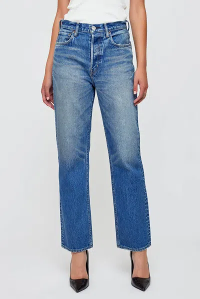 Moussy Vintage Lyndhurst Wide Straight Jeans In Blue