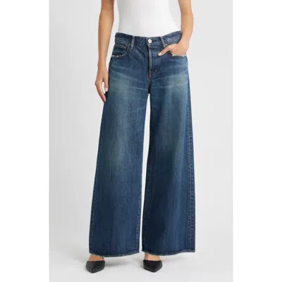 Moussy Vintage Mcdavid Baggy High Waist Superwide Leg Jeans In Blue