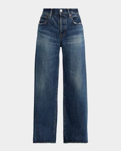 Moussy Vintage Mcdavid Wide Straight Jeans In Blue