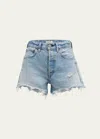Moussy Vintage Packard Distressed Denim Shorts In Ltblu