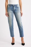 Moussy Vintage Medfield Tapered Raw Hem Ankle Jeans In Blue