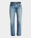 Moussy Vintage Micanopy Distressed Straight Jeans In Ltblu