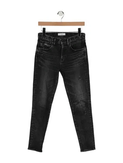 Pre-owned Moussy Vintage Mid-rise Skinny Leg Jeans In Black