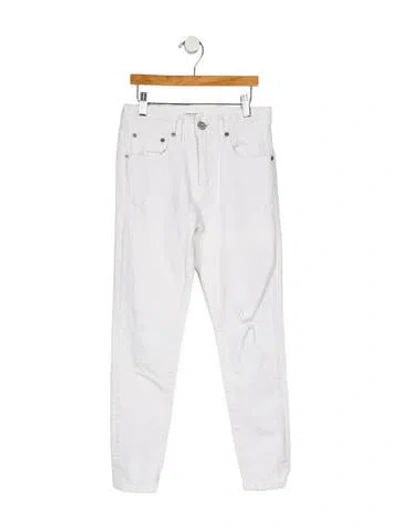 Pre-owned Moussy Vintage Mid-rise Skinny Leg Jeans In White