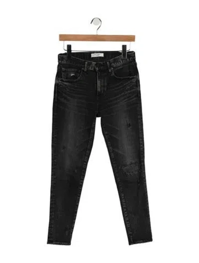 Pre-owned Moussy Vintage Mid-rise Straight Leg Jeans In Black
