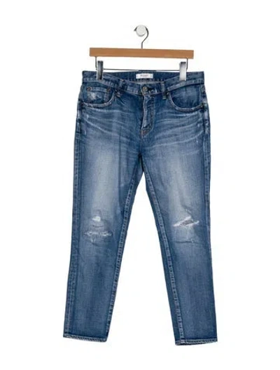 Pre-owned Moussy Vintage Mid-rise Straight Leg Jeans In Blue