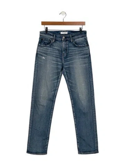 Pre-owned Moussy Vintage Mid-rise Straight Leg Jeans In Blue
