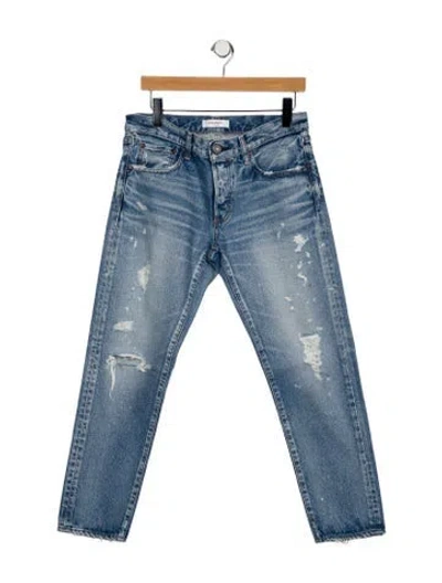 Pre-owned Moussy Vintage Mid-rise Straight Leg Jeans In Blue