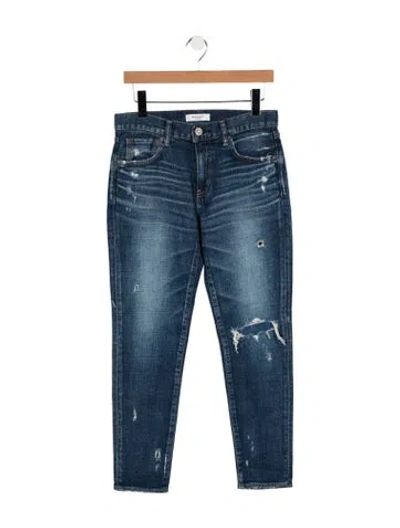 Pre-owned Moussy Vintage Mid-rise Straight Leg Jeans In Blue