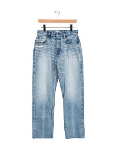 Pre-owned Moussy Vintage Mid-rise Straight Leg Jeans In Blue