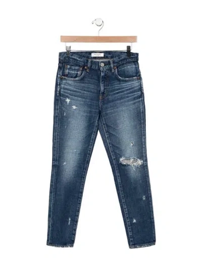 Pre-owned Moussy Vintage Mid-rise Straight Leg Jeans In Blue
