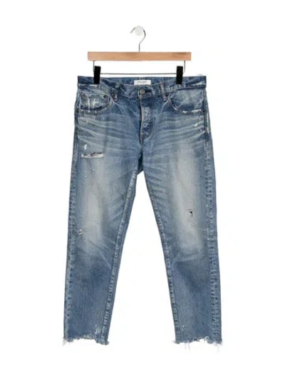 Pre-owned Moussy Vintage Mid-rise Straight Leg Jeans In Blue