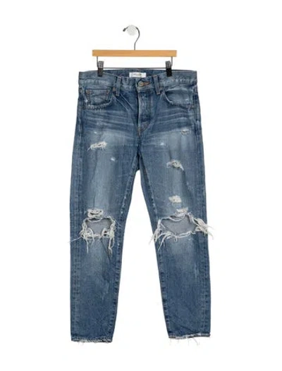 Pre-owned Moussy Vintage Mid-rise Straight Leg Jeans In Blue