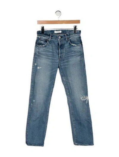 Pre-owned Moussy Vintage Mid-rise Straight Leg Jeans In Blue