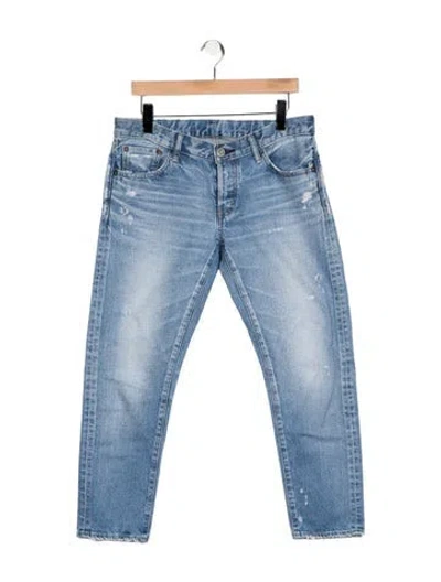 Pre-owned Moussy Vintage Mid-rise Straight Leg Jeans In Blue
