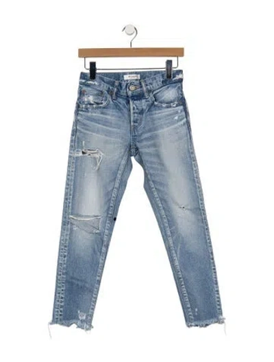 Pre-owned Moussy Vintage Mid-rise Straight Leg Jeans In Blue