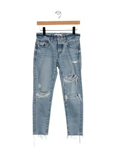 Pre-owned Moussy Vintage Mid-rise Straight Leg Jeans In Blue