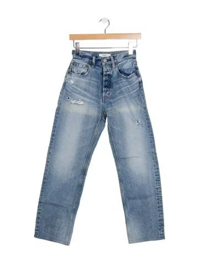 Pre-owned Moussy Vintage Mid-rise Straight Leg Jeans In Blue