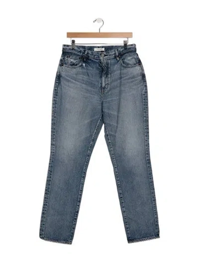 Pre-owned Moussy Vintage Mid-rise Straight Leg Jeans In Blue