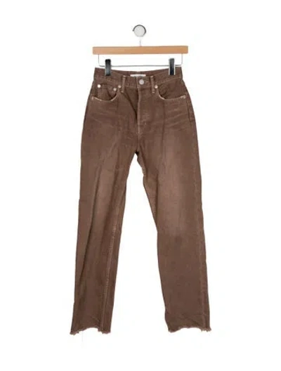 Pre-owned Moussy Vintage Mid-rise Straight Leg Jeans In Brown