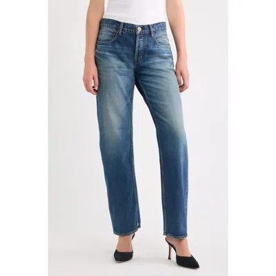 Moussy Vintage Minneapolis High Waist Curved Leg Jeans In Blue