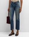 Moussy Vintage Minneola Straight Low-rise Jeans In Dkblu