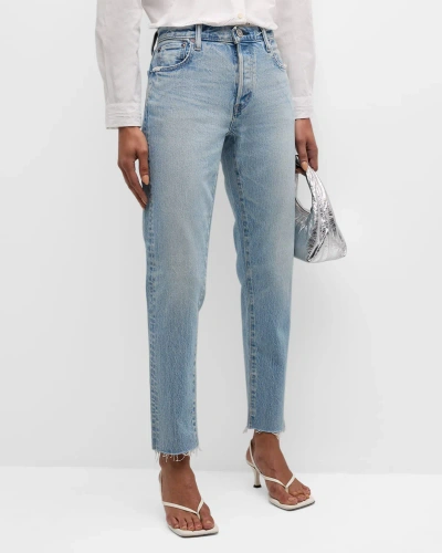 Moussy Vintage Montura Tapered Mid-rise Jeans In Ltblu