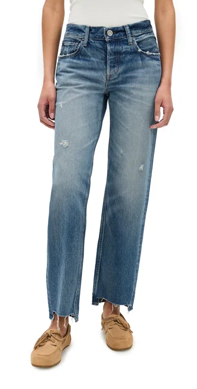 MOUSSY VINTAGE MV BETHPAGE STRAIGHT-LOW JEANS BLUE