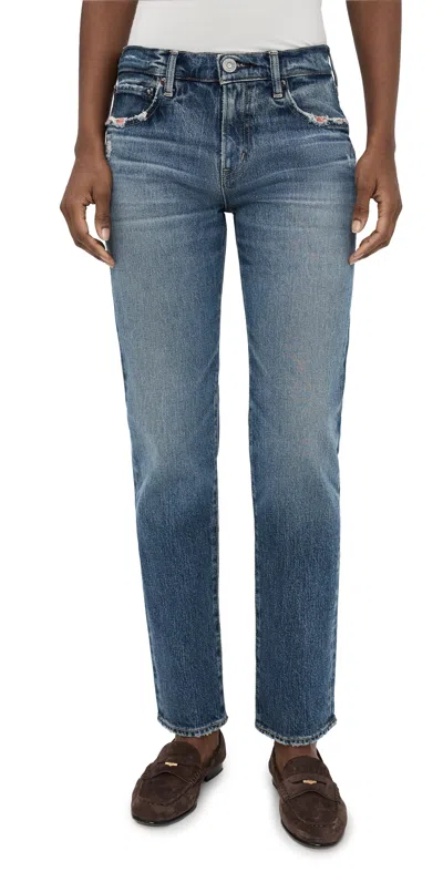 Moussy Vintage Mv Ensley Slim Straight Jeans Blue