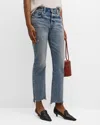 Moussy Vintage Nokomis Straight Distressed Jeans In Ltblu