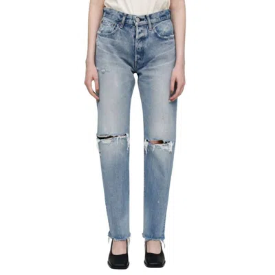 Moussy Vintage Odessa Straight Jeans In Medium Wash In Blue