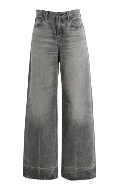 Moussy Vintage Paseo Rigid Super-wide Jeans In Gray