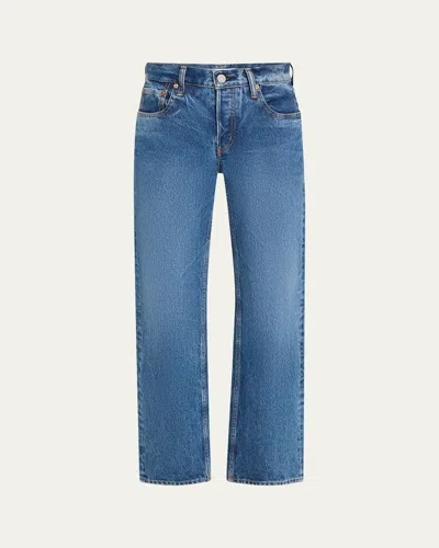 Moussy Vintage Philadelphia Straight Low-rise Jeans In Blue