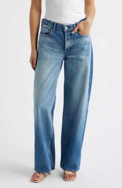 Moussy Vintage Phillipston High Waist Loose Fit Straight Leg Jeans In Blue