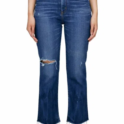 Moussy Vintage Rhode Cropped Flare High Rise Jeans In Blue