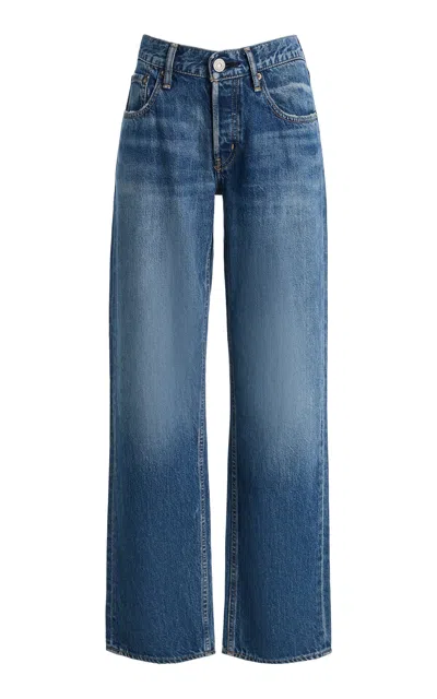 Moussy Vintage Rigid Low-rise Straight-leg Jeans In Blue
