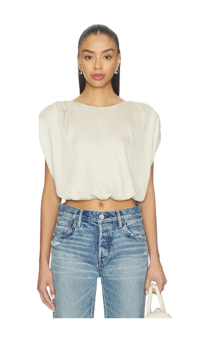 Moussy Vintage Satin Shell Cap Top In White
