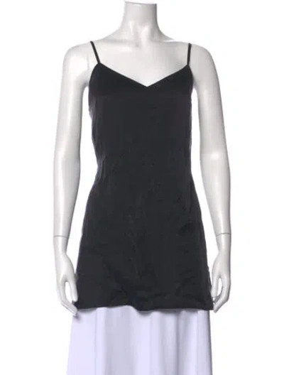 Pre-owned Moussy Vintage Silk V-neck Top In Gray