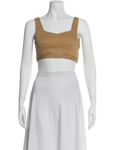 Pre-owned Moussy Vintage Square Neckline Sleeveless Crop Top In White