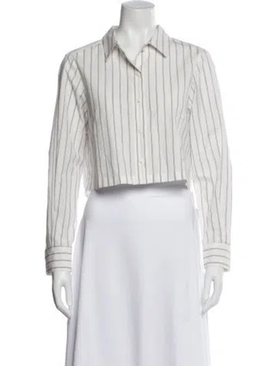 Pre-owned Moussy Vintage Striped Long Sleeve Crop Top In Neutral